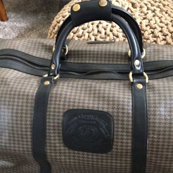 RAREST GHURKA MARLEY HODGSON STONE GREY DERBY PLAID DUFFLE TRAVEL BAG - Picture 4 of 11